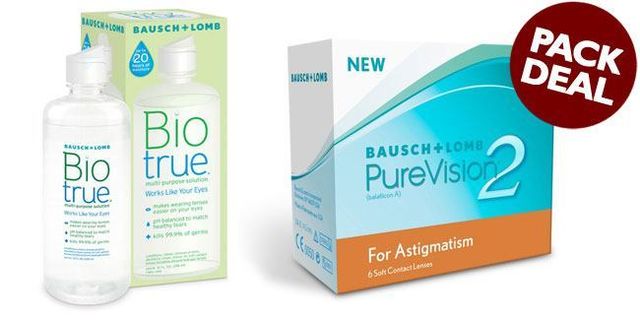  - Pure Vision 2 HD for Astigmatism with BioTrue Solution (Pack Deal)