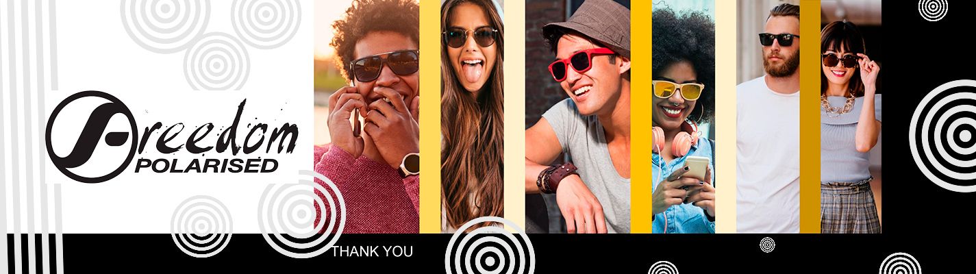 Freedom Polarised designer sunglassess desktop banner