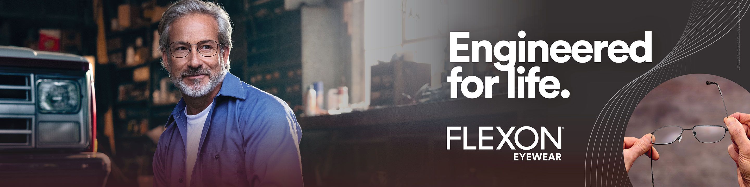 Flexon designer sunglassess desktop banner