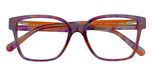 Gloss patterned purple tort front & temple 
with amber crystal temple lamination