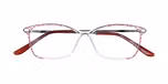 Clear crystal front with purple pattern - 
matte lilac metal temples and pink crystal 
acetate temple tips
